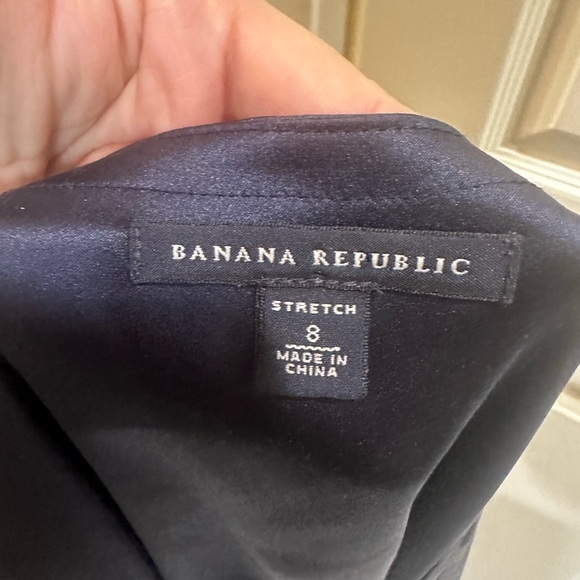 Elegant Navy Blue Women's Top Banana Republic Silk Womens Blouse Stretch - Picture 2 of 12